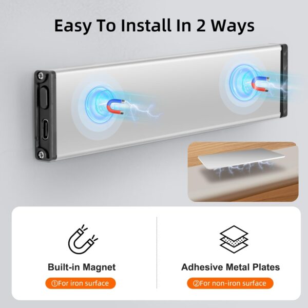 Under Cabinet Lighting, Motion Sensor Light Indoor, Rechargeable Closet Lights Battery Operated，Dimmable Under Cabinet Lights, Magnetic LED Lights for Bedroom, Under Counter Lights for Kitchen, 7.8" - Image 6