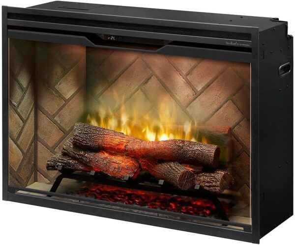 Dimplex Revillusion® 36 Inch Built-in Electric Firebox - Herringbone Brick Background - Includes Realistic Faux Logset, Front Glass Panel, Firebox, and Plug Kit - Image 4