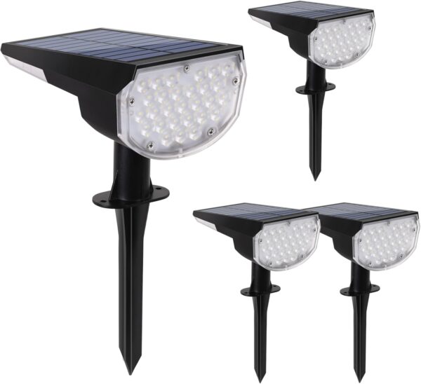E ENERGETIC LIGHTING Solar Lights Outdoor Waterproof IP68, 4 Lighting Modes Solar Powered Garden Yard Spot Solar Lights for Christmas Outside Landscape- 2 Pack (Daylight)