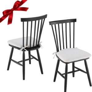 COLAMY Wooden Dining Chairs Set of 2, Modern Fabric Upholstered Kitchen Side Chairs, Farmhouse Dining Room Chair with Foot Pegs, Camel