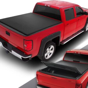 DNA MOTORING Truck Bed Soft Tri-Fold Adjustable Tonneau Cover Compatible wit 1997-2004 Dakota 6.5Ft Fleetside Bed, TTC-TRISOFT-024