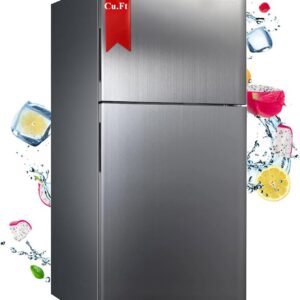 Refrigerator with Freezer, Top Freezer Refrigerators, 18 Cu ft Full Size Kitchen Refrigerator, 2 Door Apartment Size Stainless Steel Fridge, Frost Free 5 Adjustable Thermostat, Home, Office, Silver