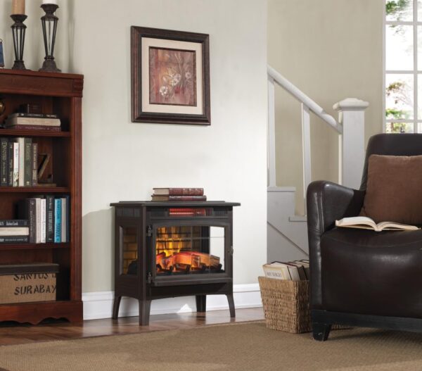 duraflame Freestanding Electric Fireplace Stove Heater with 3D Flame Effect for 1,000 Sq. Ft, Bronze - Image 2