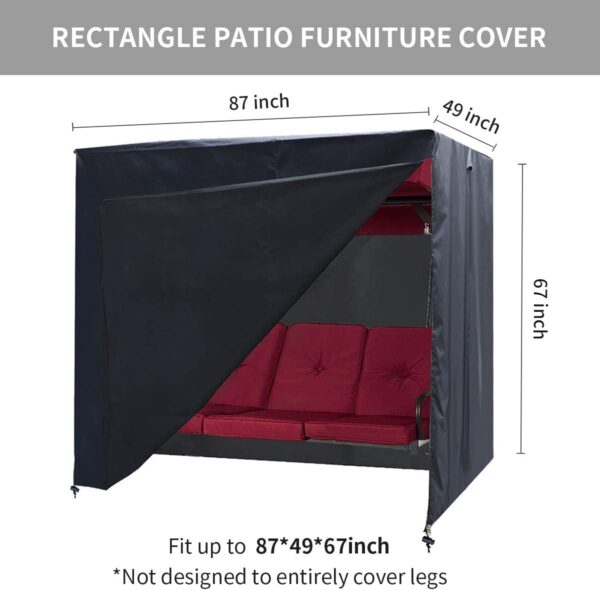 Outdoor Swing Cover 3 Triple Seater Hammock Cover Garden Swing Cover Garden Hammock Glider Chair Cover Patio Furniture Cover UV Resistant Swing Canopy Cover All Weather Protection - Image 2