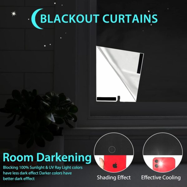 100% Portable Blackout Curtains - (157" x 59") Blackout Shades Cut to Size, Black Out Blinds for Window with Strong Hook & Loop Tabs, Travel Temporary Blackout Blinds for Nursery, Bedroom & Car - Image 3
