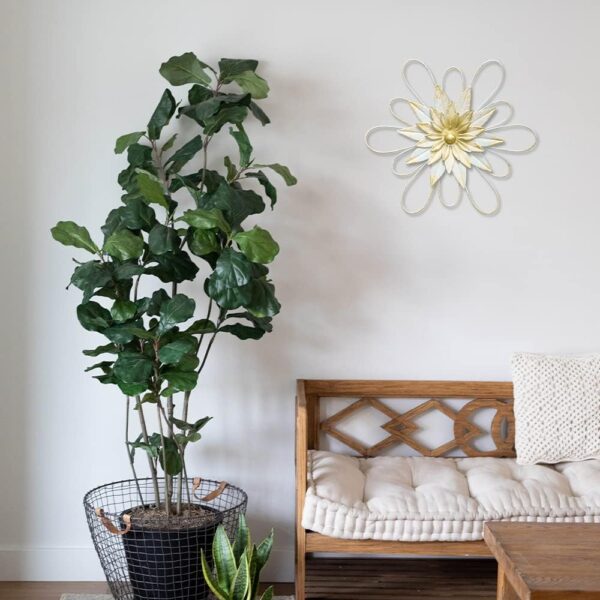 hogardeck Metal Flower Wall Decor - 13" Metal Floral Wall Decoration for Bedroom, Living Room, Bathroom, Kitchen, Outdoor Wall Art - Image 6