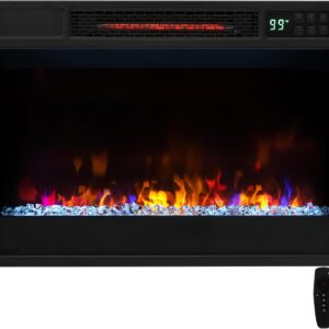 GOFLAME 23 Inch Electric Fireplace Insert, Recessed Quartz Fireplace Heater with 6 Flame Modes & 5 Brightness, Breathable Design, Remote Control, 8H Timer, Overheat Protection, 1500W