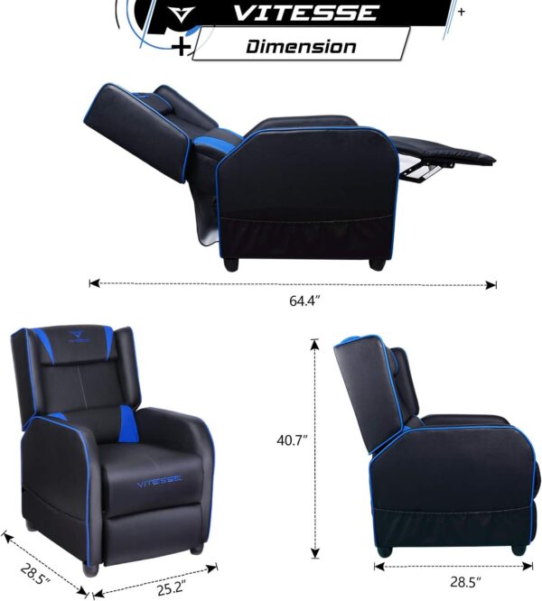 VITESSE Gaming Recliner Chair Racing Style Single PU Leather Sofa Modern Living Room Recliners Ergonomic Comfortable Home Theater Seating, Purple - Image 2
