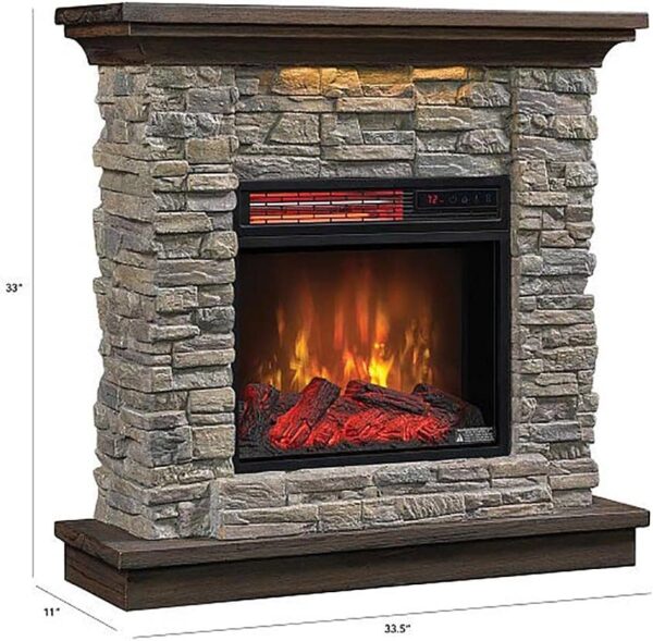 duraflame® Wall Mantel Electric Fireplace with Remote Control, Smoky Gray Stone - Image 2
