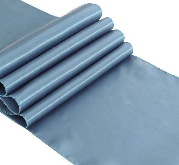 10PCS Dusty Blue Table Runner 12 X 108 Inches Wedding Satin Table Runner for Party Banquet Bridal Shower Baby Shower Conference Dining Room Table Decoration - Dusty Blue