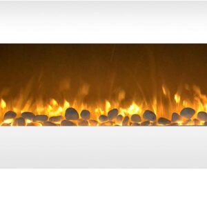Northwest 50-Inch Wall Mounted Electric Fireplace - Heat-Free Decor with Color Changing LED Flames, Media Options, and Remote Control (White)