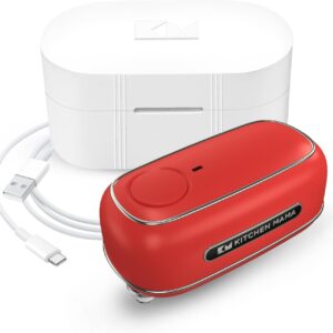 Kitchen Mama Orbit One Rechargeable Can Opener: Hands-Free Operation, Type-C Charging, Automatic Shut-Off, Smooth Edge, Professional-Grade Blade for Large Cans, Includes Elegant Storage Box (Red)