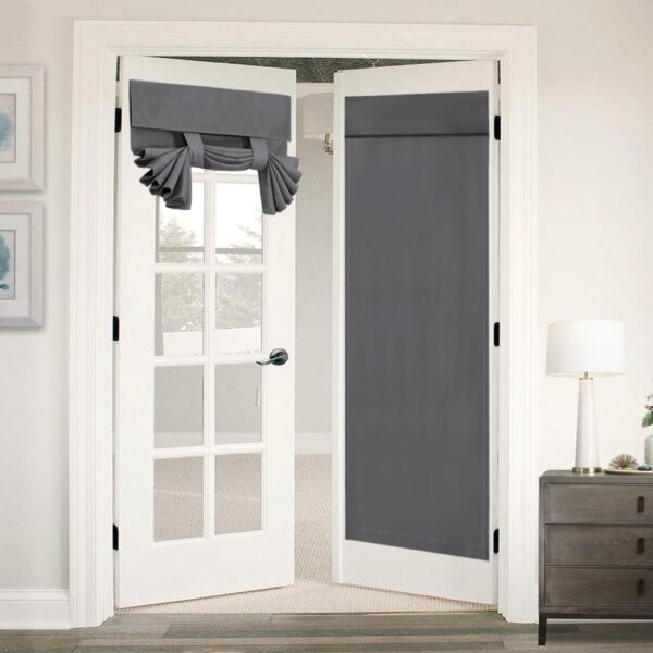 Flamingo P Thermal Insulated Door Curtain, French Door Blinds, Door Curtains for Door Window, Room Darkening Noise Reducing Single Door Panel, 26 x 68 Inches - 1 Panel, Deep Gray
