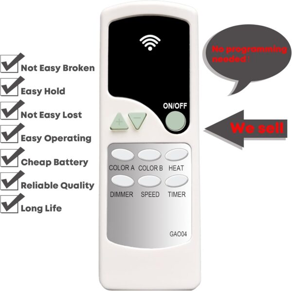 Replacement Remote Control for R.W.Flame Electric Fireplace RFH-6001LH RFH-7401LA RFH-7401LB RFH-10201LA RFH-10201LB RFH-10201LC - Image 2
