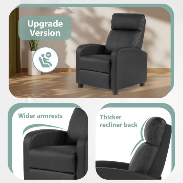 Recliner Chair Recliner Sofa Modern Reclining Chair w/Footrest Backrest Breathable Padded PU Leather Single Sofa Home Theater Seating Reclining Easy Lounge for Living Room Bedroom,Black - Image 6