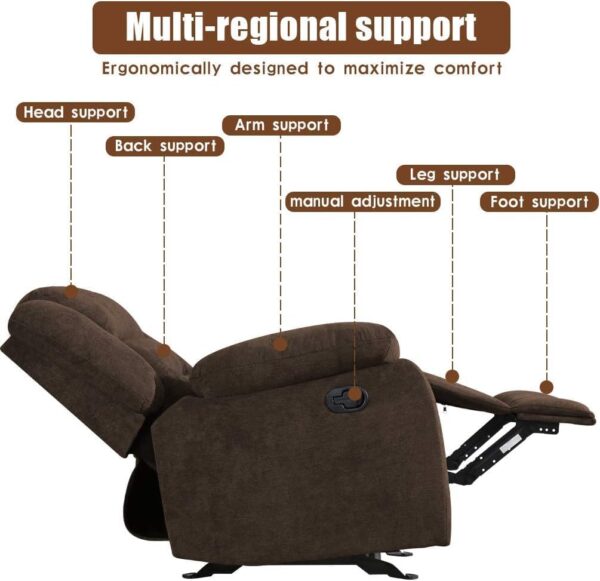 PayLessHere Recliner Chair Single Recliner Sofa for Adults PU Leather Lazy Boy Recliner Sofa Couch Manual Reclining Chair for Living Room, Bedroom, Home Theater Seating, Black - Image 7
