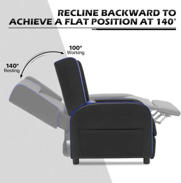 MoNiBloom Recliner Chair for Living Room Massage Recliner Sofa Reading Chair, Adjustable Backrest PU Leather Push Back Gaming Recliner Single Sofa Home Theater Chairs for Adults with Foot Rest, Blue - Image 6
