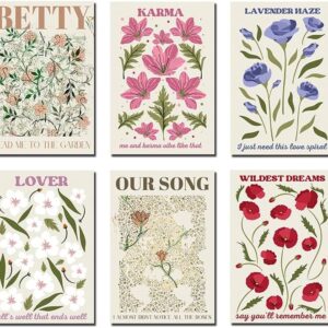 NATJUN Stunning Flower Poster Canvas Set - 6 Piece Frameless Artwork for Home Decor - Vibrant Floral Prints (Unframed: 08×12) Poster