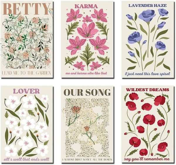 NATJUN Stunning Flower Poster Canvas Set - 6 Piece Frameless Artwork for Home Decor - Vibrant Floral Prints (Unframed: 08×12) Poster