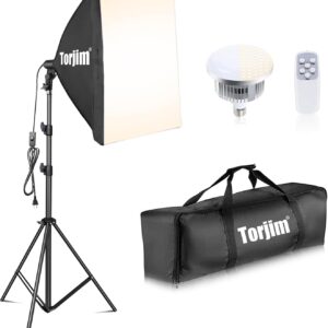 Torjim Softbox Lighting Kit, 27" x 27" Professional Photography Lighting Kit with 85W 3000-7500K E26 LED Bulbs, Continuous Lighting System Kit for Portrait, Product, Video Recording & Photography