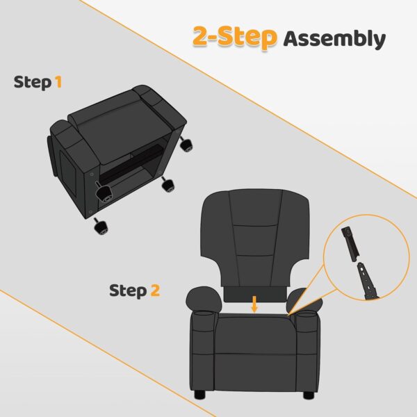 MCombo Big Kids Recliner for Ages 3+, Child Recliner Chair, Toddlers Recliner Sofa with Cup Holders, Faux Leather, 7322(Black) - Image 5