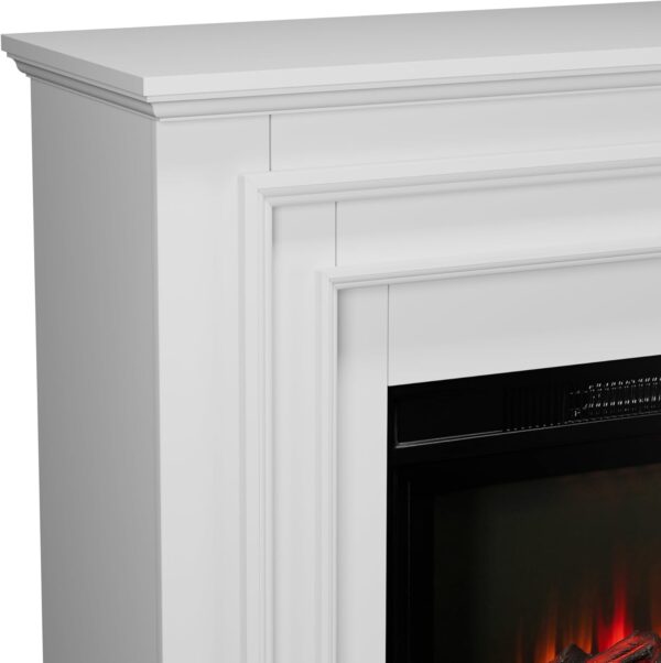 44 Inches LED Lights Electric Fireplace with Mantel, White Tall Fire Place Heater Freestanding, Delicate Three-Dimensional molding with Remote Control Timer LED Flame for Living Room, Bedroom - Image 5