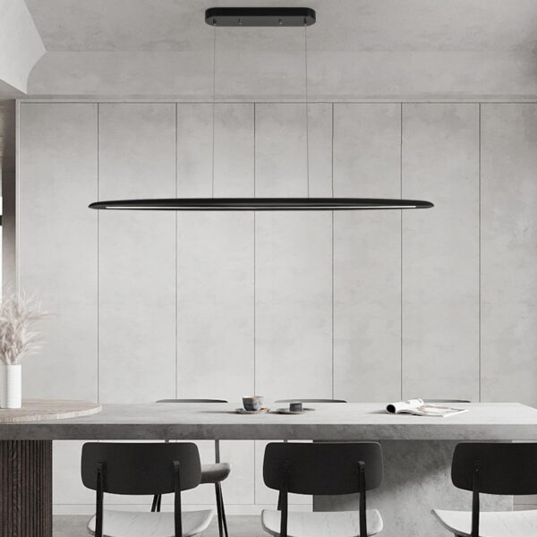 59inch Integrated Led Pendant Light 40w Dimmable Wood Black Linear Pendant Lighting Led Modern Island Light with Black Finish for Living Room Dining Room Billiard & Pool Lights - Image 3