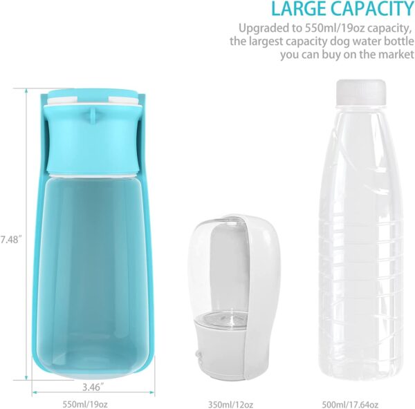 Portable Dog Water Bottle for Walking 19 OZ or 12 OZ Portable Pet Water Bottles for Puppy Small Medium Large Dogs Water Dispenser Dog Water Bowl Dog Accessories (19OZ Blue) - Image 3