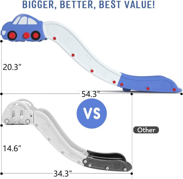 Kids Slide for Bed Couch Slide for Stairs Slide Extended Widened Toddler Slide Plastic Indoor Slide Toy Easy to Assemble Store Car Blue Plus - Image 2