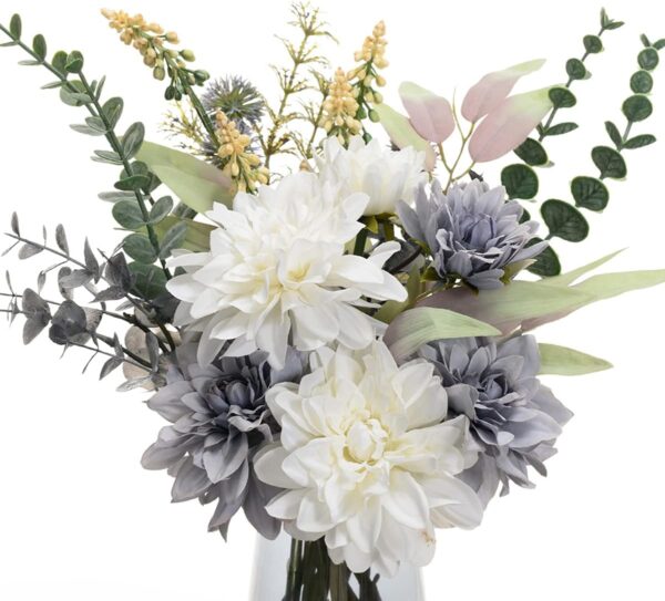 Fake Flowers Artificial Blue Flowers with Vase, Table Centerpieces for Dining Room, Silk Flower Arrangements for Home, Living Room Bathroom Plant Decor, Centerpiece Table Decorations - Image 3