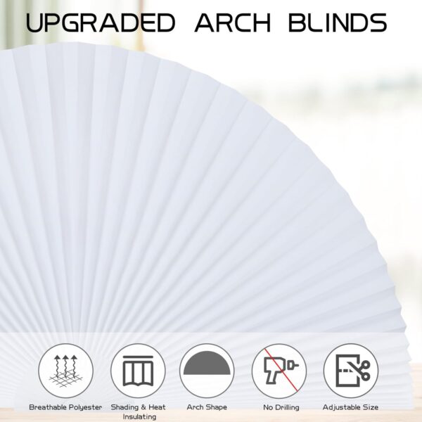 Arch Window Shade Half Circle Arched Non-Woven Stick on Cut to Size self Adhesive Light Filtering Half Moon Round Window Covering Pleated Blinds for Front Door (1, White, 36 x 18 Inches) - Image 5
