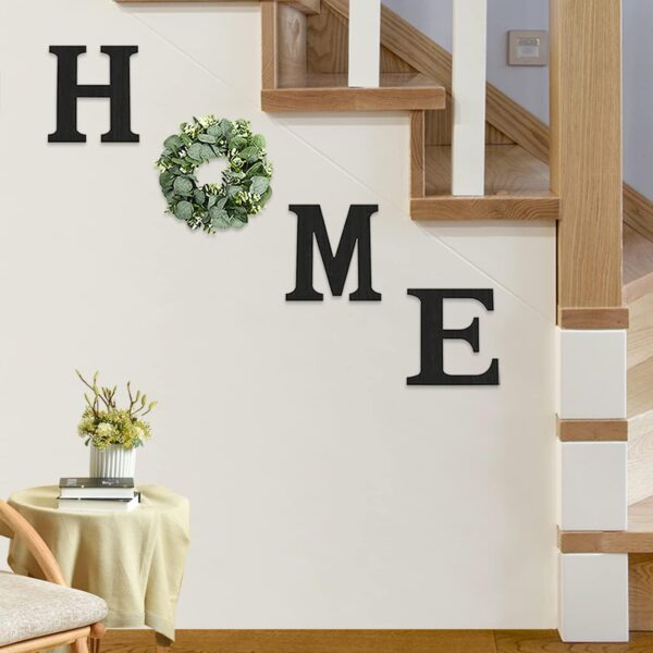 Wood Home Sign Hanging Farmhouse Wall House Decor Wood Home Letters for Wall Art Rustic Home Wall Decor for Living Room Kitchen Entryway Dining Room Hallway Black L - Image 4