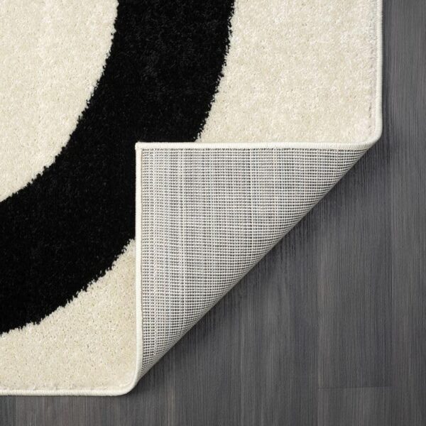 Abani Abstract Beige/Black Area Rug - 4'x6' - Modern Curved Line Design - Deco Collection - Easy to Clean - Durable for High Traffic Areas - Bedroom, Office & Kitchen - Medium Pile - Image 6