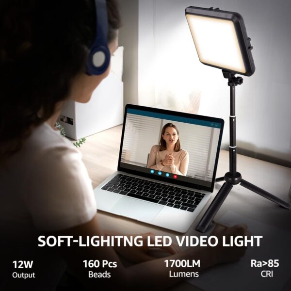 LED Photography Lighting Kit, NiceVeedi 2-Pack 8” Portable Video Light with Adjustable Tripod Stand, 2800K-6500K Dimmable Softlight Studio Light for Zoom, Game Streaming, YouTube - Image 2