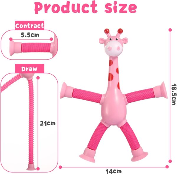 4 Pack Telescopic Suction Cup Giraffe Toy, Sensory Tubes for Toddler, Fidget Toys for 3 4 5 6 7 8 Year Old Boys Girls, Toddler Travel Toys,Christmas Stocking Stuffers for Kids - Image 3