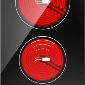 VBGK Electric Cooktop,110V Electric Stove Top with Knob Control, 9 Power Levels, Kids Lock & Timer, Hot Surface Indicator, Overheat Protection,12 Inch Built-in Radiant Double induction cooktop