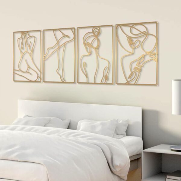 Glamativity 4 Pack Gold Wall Art Décor, Minimalist Décor Single Line Art Wall Décor, Real Metal Wall Art, Woman's Body Shape Abstract Wall Art (Gold Elegant Style, M Size 17 x 11.8'') - Image 2
