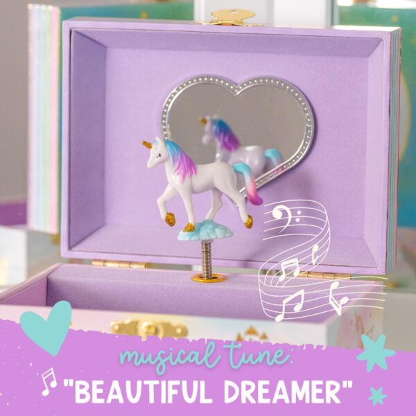 Musical Unicorn Jewelry Box for Girls - Kids Jewelry Box with Spinning Unicorn, Unicorn Gifts for Girls, Unicorn Toys - 6 x 4.7 x 3.5 in - Image 3