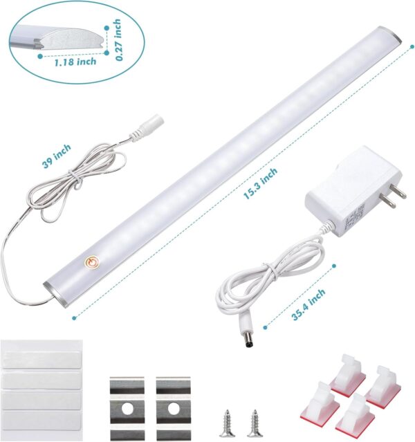 LED Under Cabinet Lighting with Touch Switch, Dimmable Under Cabinet Lights, Under Counter Lighting for Desk, Cold White 6000K - Image 6