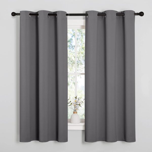 NICETOWN Thermal Insulated Grommet Blackout Curtains for Bedroom (2 Panels, W42 x L63 -Inch, Grey) - Image 2