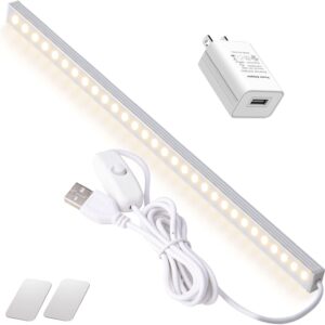LED Under Cabinet Lighting, Under Cabinet Lights with USB Powered Under Cabinet Lights for Closet Light Bar Under Counter Lighting Work Tables Student Dormitory (Include AC Power Plug)…
