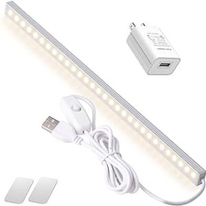 LED Under Cabinet Lighting, Under Cabinet Lights with USB Powered Under Cabinet Lights for Closet Light Bar Under Counter Lighting Work Tables Student Dormitory (Include AC Power Plug)…