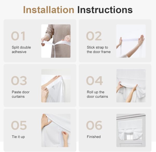 HOMEIDEAS Non-See-Through Sidelight Curtains for Front Door, Privacy Semi Sheer French Door Window Curtains, Light Filtering Tie Up Curtains for Small Door(1 Panel, White, W12X L68) - Image 5