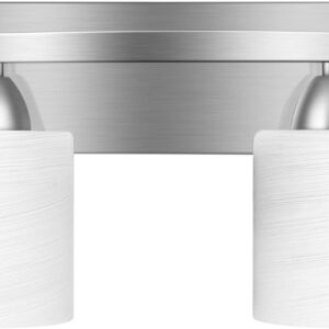 PARTPHONER - Bathroom Vanity Light Fixture - Bathroom Lighting Fixtures Over Mirror - Vanity Lighting Fixtures - Interior Bathroom Lights with Modern Glass Shade - Brushed Nickel, E26 Base, 2-Light