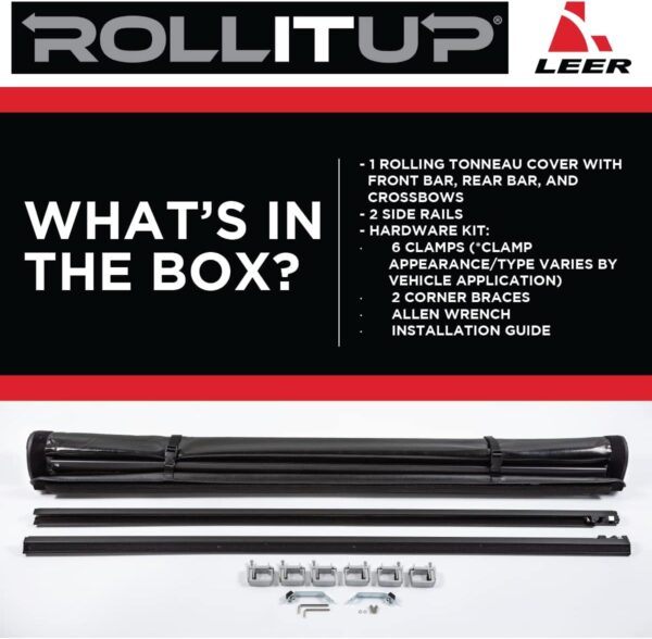 LEER ROLLITUP | Fits 2019-2023 Ram 1500 - New Body Style - with 5.7' Bed | Soft Roll Up Truck Bed Tonneau Cover | 4R298 | Low-Profile, Sturdy, Easy 15-Minute Install (Black) - Image 4