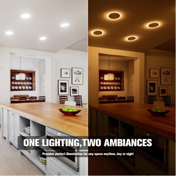 VOLISUN 12 Pack 6 Inch 5CCT Recessed Light with Night Light,Canless LED Recessed Lighting 6 inch,2700K-5000K Selectable,12W=130W,1080LM Dimmable Recessed Ceiling Wafer Light,ETL Certificated - Image 3