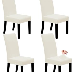 Easy-Going Dining Chair Covers Stretch Dining Room Chair Covers Set of 4, Parsons Chair Slipcovers for Dining Room, Ceremony, Banquet, Ivory