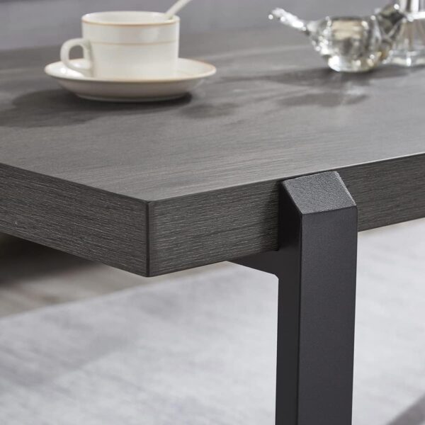 EXCEFUR Modern Coffee Table, Rustic Wood and Metal Center Table, Rectangle Cocktail Tea Table for Living Room, Grey, 44 Inch - Image 5