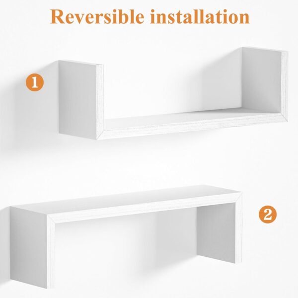SRIWATANA Floating Shelves for Wall, Wall Shelves for Bathroom, Bedroom, Living Room, Kitchen, Office, Wood Shelves for Wall Decor Set of 5 (Washed White) - Image 7