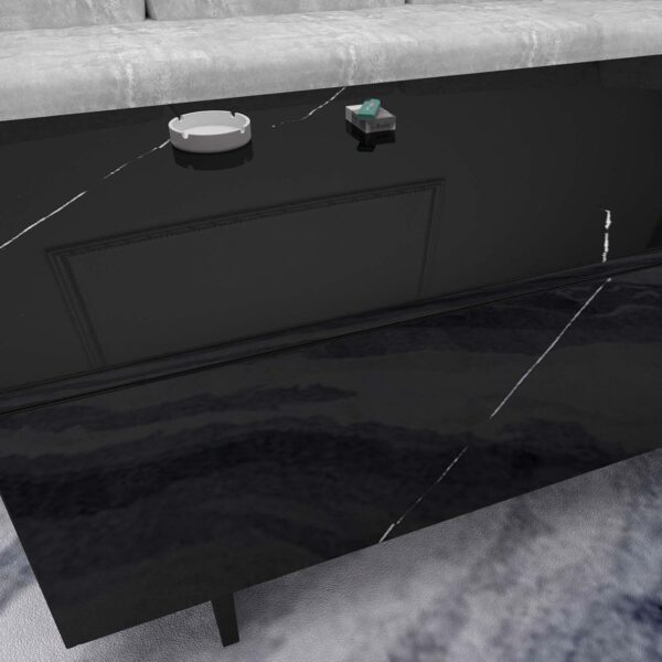 COSVALVE Marble Rectangle Coffee Tables for Living Room,Black Modern Side Table,Contemporary High Gloss Elegant Center Table for Waiting Area,41.3" Lx19.7 Wx13.8 H,Black - Image 5